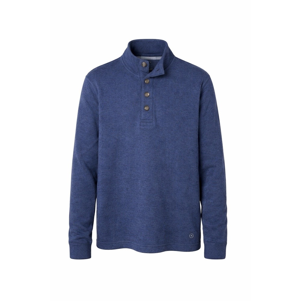 Stetson Pullover Sweater Mens Large Blue Quarter Button Mock‎ Neck Knit